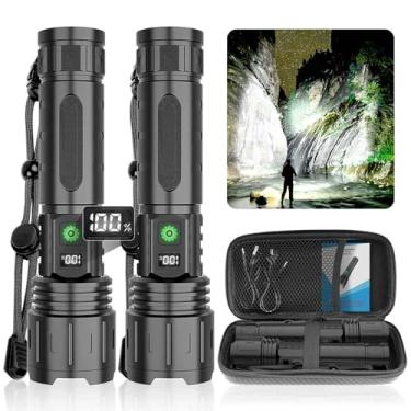 Imagem de DanByte Lanternas de LED recarregáveis de alto lúmens, lanterna tática super brilhante de 1500 metros com 5 modos, à prova d'água, luz de flash portátil potente para emergências, furacão, caminhadas