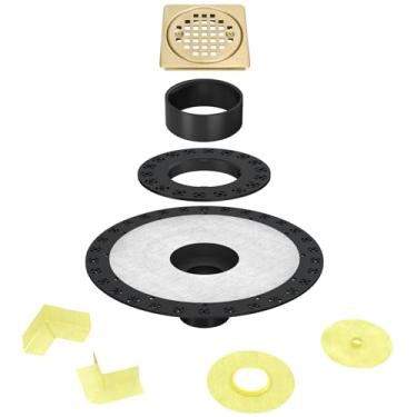 Imagem de Yaseingoo Kit de Grelha de Drenagem de 4”- Compatível com Ralo de Chuveiro Schluter Kerdi- Kit de Ralo de Piso de Chuveiro Quadrado com Flange- Grelha de Aço Inoxidável Sus 304 e F (,)