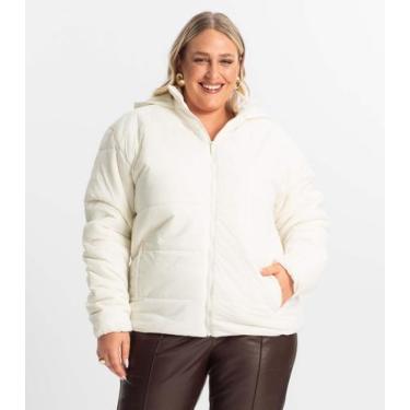 Imagem de Jaqueta Com Capuz Feminina Plus Size Secret Glam Bege, Plus G3, Bege