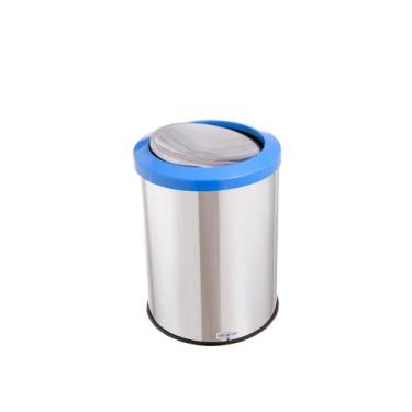 Imagem de Lixeira Inox Basculante 30 Litros Tampa Flip Top Cesto Lixo - CCM, Azu