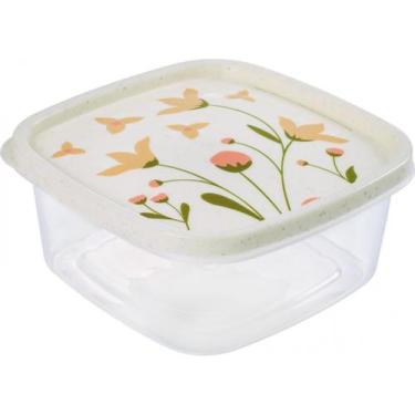 Imagem de Pote de Plástico Quadrado 1,1L Clic Marmorizado Floral - Plasutil