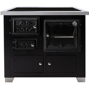 Imagem de Fogão a Lenha Romano Direito Chapa Vitro Preto HMD