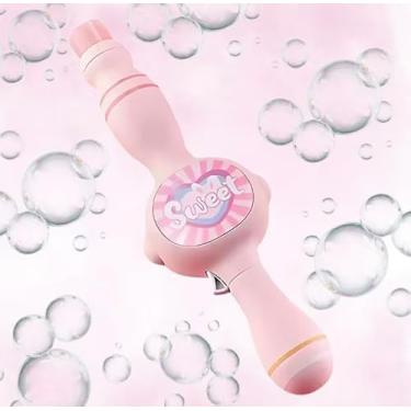 Imagem de Brinquedo Bolha De Sabão Fumaça Tipo Varinha Mágica Névoa Rosa