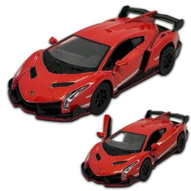 Imagem de Carrinho De Ferro Miniatura Lamborghini Veneno 13 CM, em metal, 1/36, Rodinhas de borracha com Fricção, Miniatura de carro colecionável, Kinsmart (Laranja)