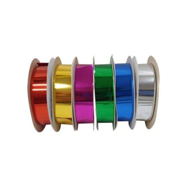 Imagem de Fitas Metalóide 6 Cores Metalizado 15mm X 50m Artesanato - LANTECOR