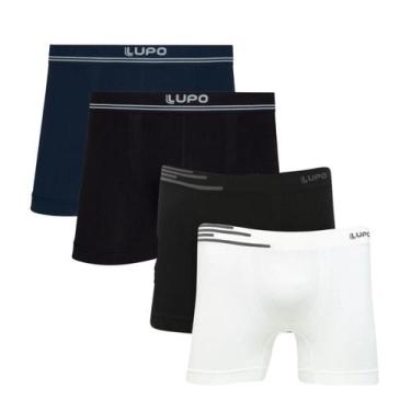 Imagem de Kit 4 Cuecas Masculina Lupo Boxer Lisa Original Poliamida Premium, Pre