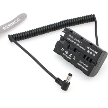 Imagem de SZRMCC NP F970 F550 Bateria Dummy com entrada e saída 7,4 V 3A a 5,5 x 2,1 mm DC Barrel cabo de alimentação em espiral para monitor Atomos Shogun Ninja Inferno SmallHD