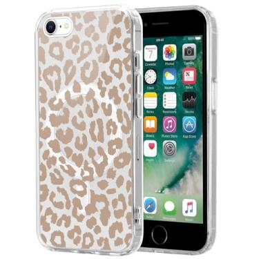 Imagem de Yomjew Linda capa de telefone transparente com estampa de guepardo para iPhone 16e de 6,1 polegadas, compatível com MagSafe, estampa de leopardo cinza estético, capa magnética fina TPU à prova de