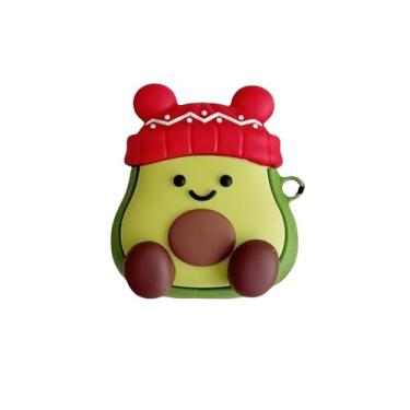 Imagem de Rertnocnf Capa compatível com Airpods 4 2024, capa fofa com design de frutas Kawaii, Happy Christmas, acessórios de fone de ouvido portáteis modernos, de silicone macio, sem fio, protetor à prova de