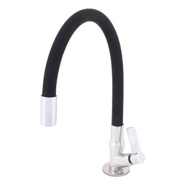 Imagem de Torneira Cozinha Bica Alta Flex Cromada/preta Delinia