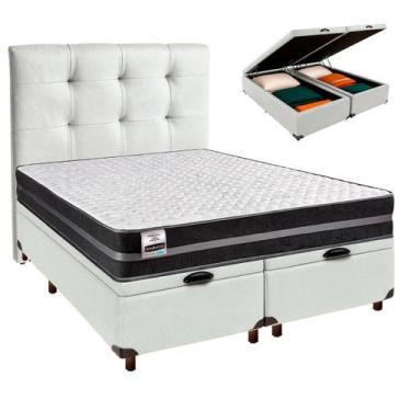 Imagem de Conjunto Cama Box Bau Blindado Queen + Colchão Molas Ultralastic Bogot