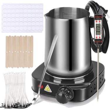 Imagem de Haccah Kit de fabricação de velas, derretimento de cera para suprimentos de fabricação de velas, aquecedor de cera de vela para adultos, iniciantes, incluindo fogão elétrico de 500 W, pote de cera