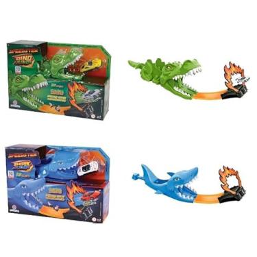 Imagem de Pista De Corrida E Carrinho De Brinquedo Dinossauro Tubarão (AZUL)