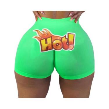 Imagem de Shorts De Yoga De Cintura Alta Para Mulheres, Estampados E Sexy, Calci