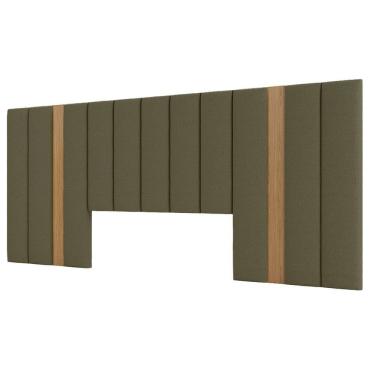 Imagem de Cabeceira em Mdf Estofada King 300cm Marrom Freijó/Verde