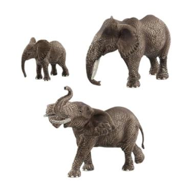 Imagem de Almencla 3x estatueta de elefante realista, figuras de ação detalhadas realistas, lembrancinha de festa, brinquedos de animais em miniatura para crianças,