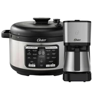 Imagem de Kit Panela De Pressão 5,7L Multifunções E Cafeteira Com Jarra Inox Oster 110V