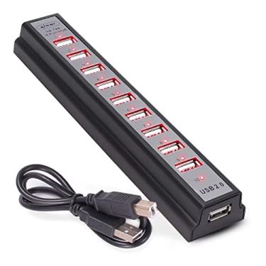 Imagem de Hub USB 10 Portas 2.0 – Expansor de Conexões para Computador e Notebook, Velocidade de 480 Mbps, Compatível com Windows, Mac e Linux