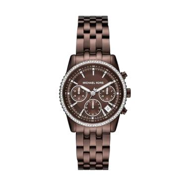 Imagem de Michael Kors Relógio feminino Bryant cronógrafo marrom de aço inoxidável (modelo: MK7559)