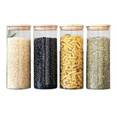 Imagem de Kit Pote Hermético de Vidro 1500ml com Tampa Bambu(4)