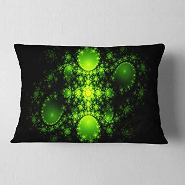 Imagem de Designart Cabalist Green Fractal Design abstrato para sala de estar, sofá, almofada + capa de almofada impressa em ambos os lados 30,5 x 50,8 cm