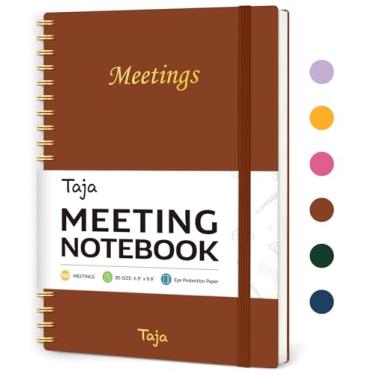 Imagem de Caderno de reuniões para organização do trabalho – Caderno planejador de trabalho com itens de ação, agenda para anotações, 160 páginas (17,5 x 25 cm) organizador de projetos para homens e mulheres