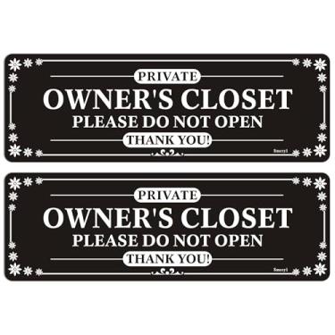Imagem de Smeryl Placas de armário do proprietário de não abrir 23 cm x 7 cm placas de armário de proprietários, placa de porta privada, placa de não abrir, suporte autoadesivo, acrílico grosso, fácil de