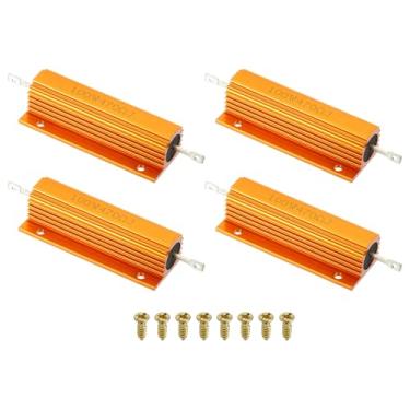 Imagem de PATIKIL Resistor de revestimento de alumínio de 100 W 470 Ohm com parafusos, 4 conjuntos de resistores de caixa de alumínio alojados resistores enrolados com rosca resistor de energia de torneira de