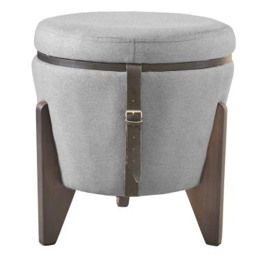 Imagem de Puff apoio pés multifuncional mesa baú kit 2 cinza 51x47cm