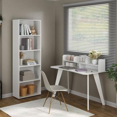 Imagem de Conjunto Escrivaninha Sofia e Estante com Diversos Nicho Multy Branco