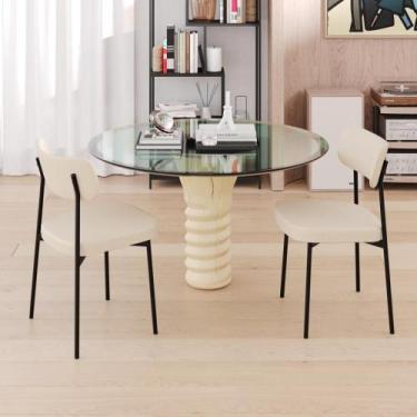 Imagem de Conjunto 60 Cadeiras de Jantar Mynna Tecido Mesclado Est.Preta - CX/4U