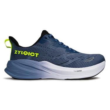 Imagem de Zylqict Tênis masculino com bico largo, acolchoado, confortável, respirável, macio e leve para corrida, caminhada e calçados diários, Sapatos azuis masculinos, 12 X-Wide