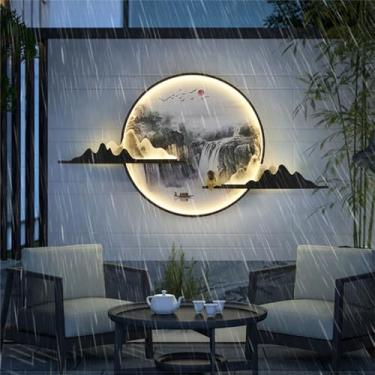 Imagem de Lâmpadas de parede contemporâneas para paisagem ao ar livre à prova d'água, círculo, criatividade, mural, estilo chinês, criativa, elétrica, varanda, corredor, parede, pátio, portão, decoraç