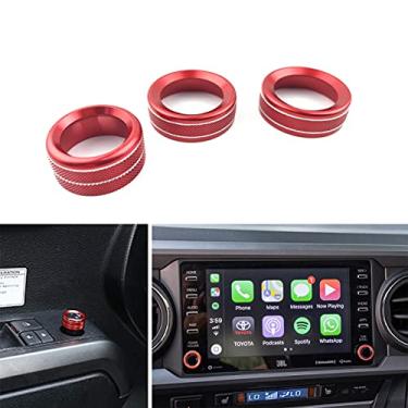 Imagem de Lanyun Compatível com Tacoma Tacoma 2016-2019 Tacoma Accessories Decoration Button Covers fit 2016-2019 Screen Button Button and Rear Mirror Button Red Trims Air Conditioner Switch Knob Covers