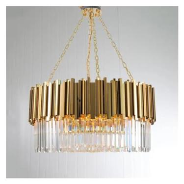 Imagem de Lustre de cristal moderno compatível com sala de estar decoração de casa de luxo iluminação LED grande lustre de cristal dourado restaurante luminária lustre