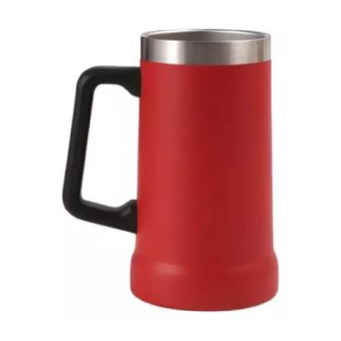Imagem de Genérico Caneca Térmica Inox de Cerveja, Copo Térmico Dupla Camada, 709ml, para Bebidas Geladas e Chopp (Vermelho)