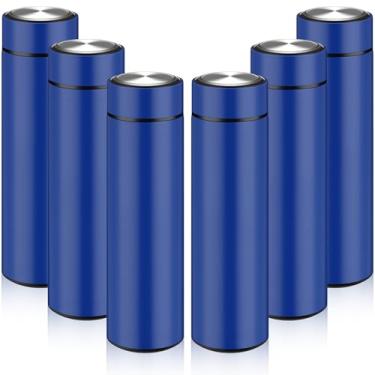 Imagem de Tioncy 6 minigarrafas de água de aço inoxidável de 500 ml, pequena garrafa de água com isolamento térmico, copo fino, portátil, mini cantil fino para bolsa, lancheira, café, chá, bebida, escritório