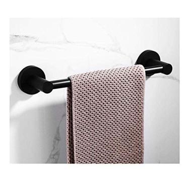 Imagem de Toalheiro de parede barra de toalha de aço inoxidável preta prateleira de toalha de pintura toalheiro rack de armazenamento para cozinha, banheiro, banheiro, hotel, escritório-A-50 cm (B)
