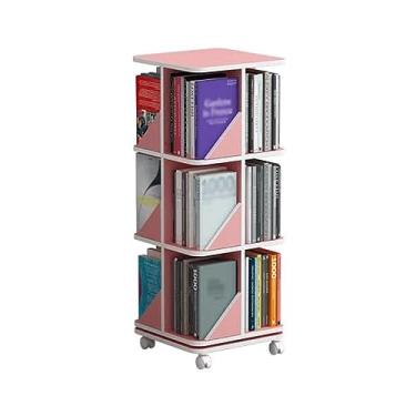 Imagem de AKALNNB Estante de armazenamento de estante de livros com rotação de 360° estante de armazenamento, adequada para sala de estar/casa/escritório/estudo, estante de armazenamento lua cheia