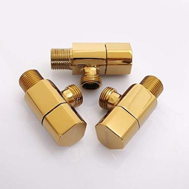 Imagem de Torneiras de pia de banheiro, válvula de latão de banheiro calor frio 4 pontos G1 2 interface cerâmica bobina válvula angular válvula de desvio de água interruptor torneira válvula de parada de água/D