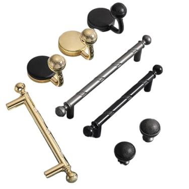 Imagem de CXYFQUUK Puxadores de armário de cozinha, liga de zinco, maçanetas de gaveta de cômoda, ferragens de porta de móveis, 2 peças (preto 192 mm)