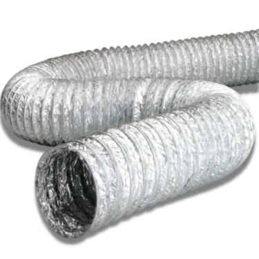 Imagem de Kit Fita aluminizada + 1 Metro de Duto Flexível de Alumínio 100mm, 125mm, 150mm, 200mm para Ventilação Saida de Ar Coifa Exaustor(125mm)