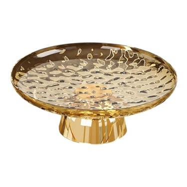 Imagem de ＫＬＫＣＭＳ Fruteira de pedestal, prato de comida, prato de frutas prático e estético, bandeja para servir doces e lanches para mesa de jantar, decoração de casa, Ouro