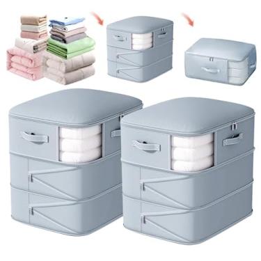 Imagem de Bolsa de armazenamento de edredom de autocompressão, 3 camadas com economia de espaço, bolsa de armazenamento de grande capacidade para roupa de cama, edredom, jaqueta de plumas