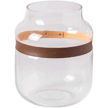 Imagem de Vaso Grave FactoryCreative Simplicidade Vidro Flores Transparentes Arranjo de Flores Couro Hidropônico Design Círculo Decoração de Casa Artesanato Vidro para Flores (Cor: Cinza Tamanho: A) (Branco A)