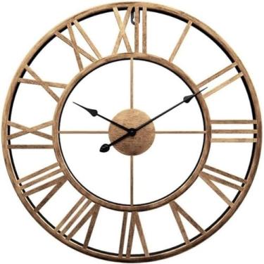 Imagem de WYUYIWH Relógio de parede, arte moderna, relógio de parede silencioso, operado por bateria, algarismos romanos, vintage, esqueleto de metal, relógio decorativo para escritório em casa, decoração