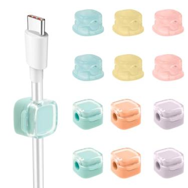 Imagem de Kit organizador de cabos, fácil de usar, mantendo a mesa arrumada, carregador de telefone, gerenciamento de cabos, suporte de cabos de carregamento sólido adequado para mesa (cor mista)