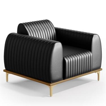 Imagem de Poltrona Pés Metalizado D`Ouro Molino D02 Corano Preto B-159