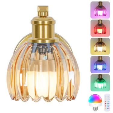 Imagem de Arandela de parede VerRon Amber Glass, controle remoto sem fio de 15 c