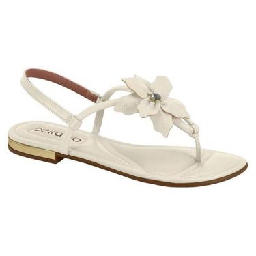 Imagem de Sandália Feminina Beira Rio Rasteira Flor Conforto Casual Dia a Dia -,